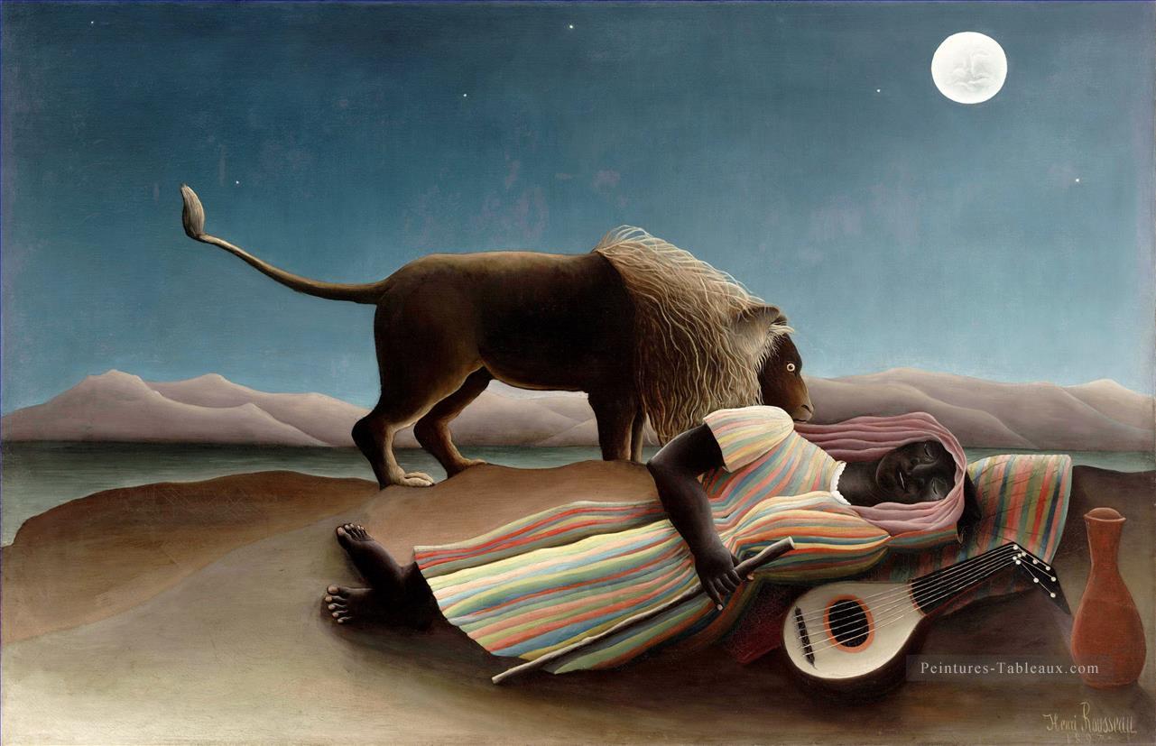 Le Sleeping Gypsy la BOHEMIENNE endormie Henri Rousseau post impressionnisme Naive primitivisme Peintures à l'huile